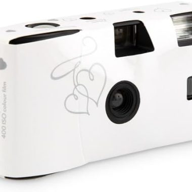 Weddingstar Disposable Camera with Flash – Single Use 35mm Film Camera for Wedding or Party Favors – Silver Enchanted Hearts (10 Pack)